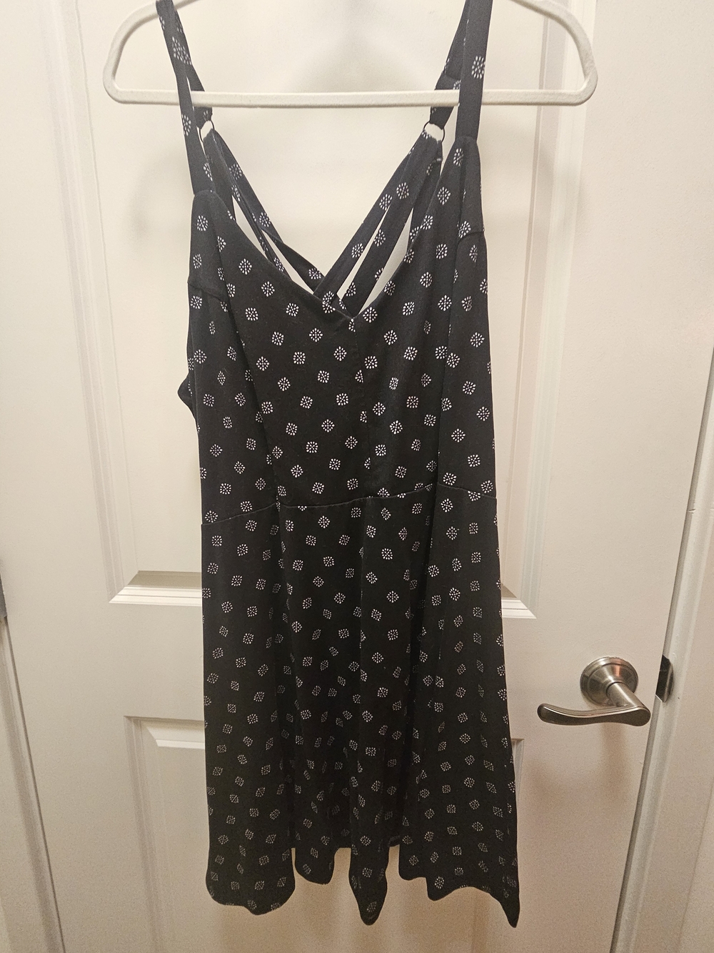 nine britton Black Dress with White Dot Floral Print